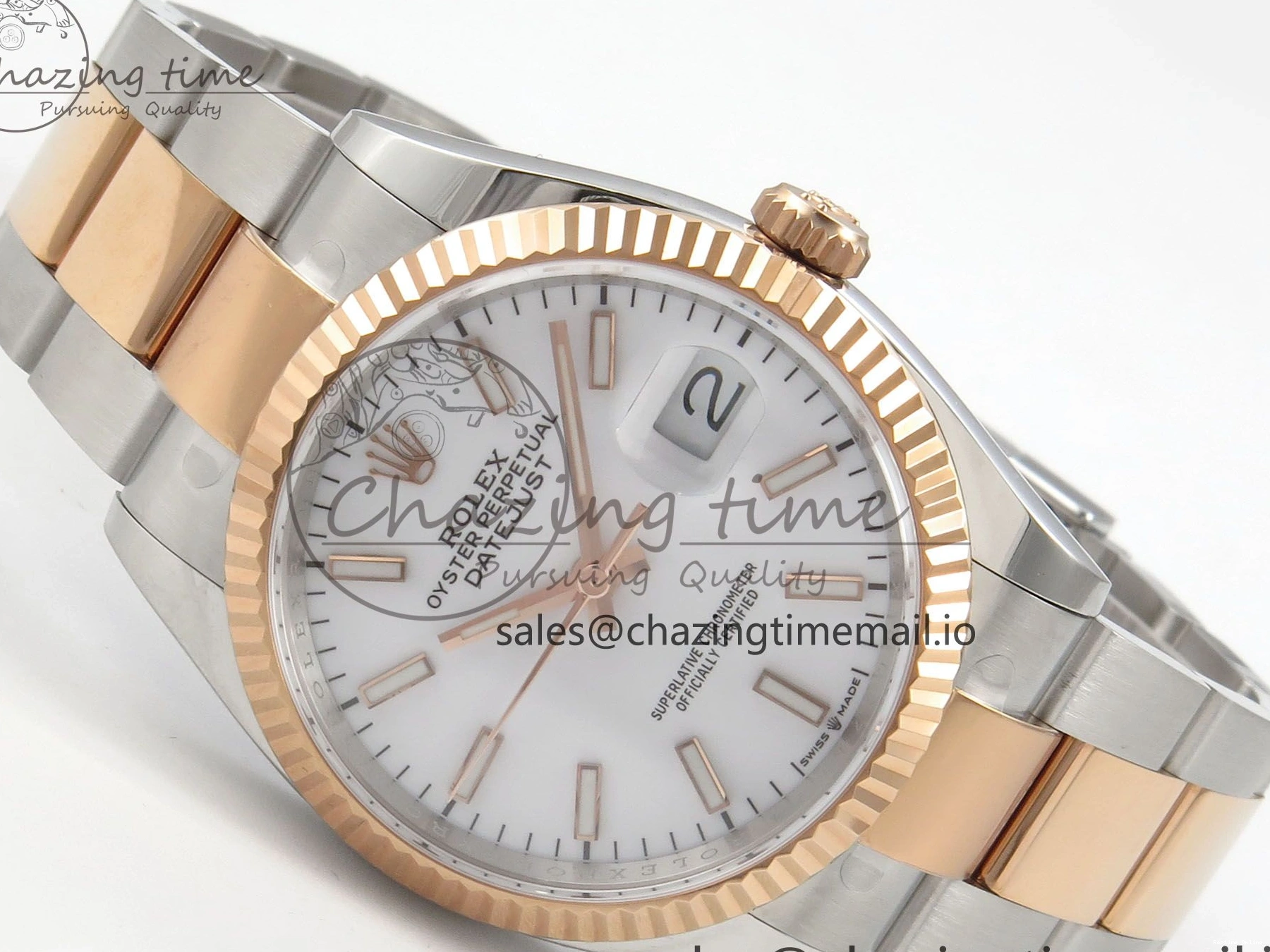 0415 DateJust 36 SS RG ARF 1:1 Best Edition 904L Steel White Stick Dial on Oyster Bracelet SH FashionForward 84